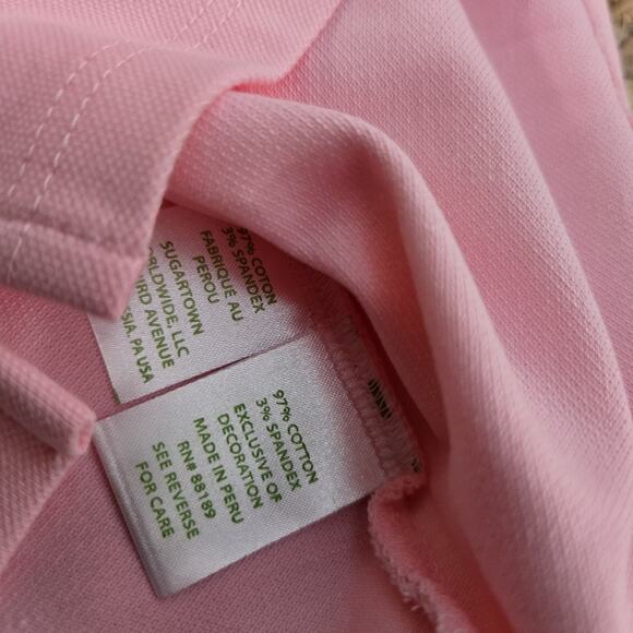 LILLY PULITZER Therry Polo Shirt CORAL REEF TINT Girls Sz 8-10 Flowers EUC! - Picture 4 of 4